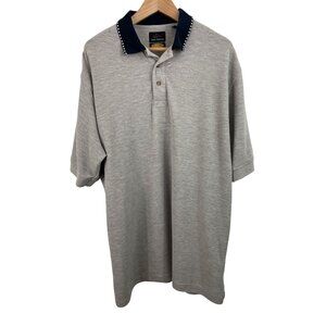 Greg Norman Polo Shirt Mens XL Gray Solid Short Sleeve Golf Play Dry Waffle Knit